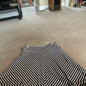 Black and White Striped Mini Skirt